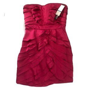 XOXO Strapless Dress junior prom Size 9/10 Ruffles Hot pink Party